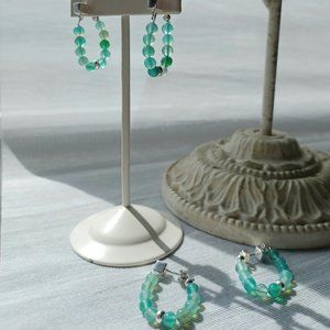 New light spruce blue agate with solid 925 Sterling silver earring
